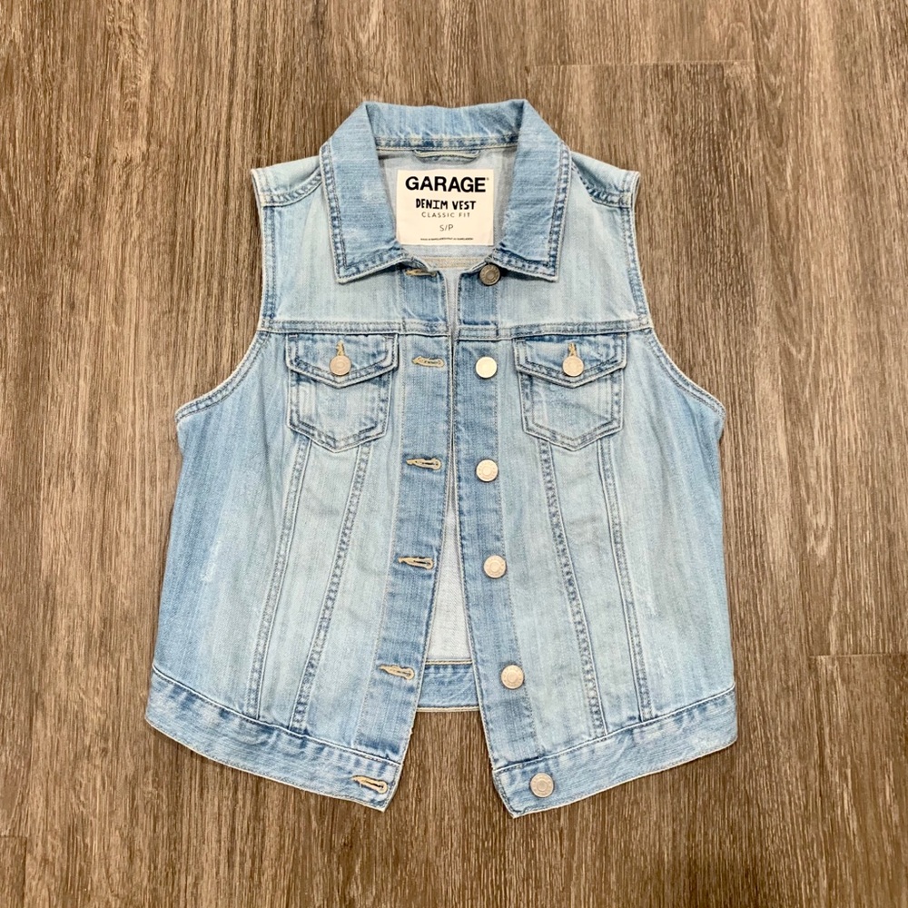 Garage Light Wash Denim Vest